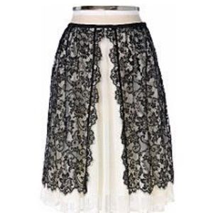 Anthropologie Odille Black Lace Midi Skirt, 6
